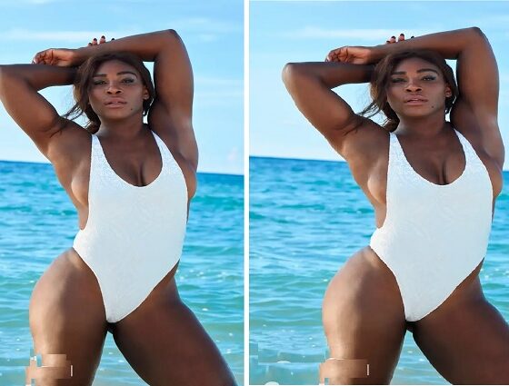 Serena WIlliams cute at beach on a sunny day